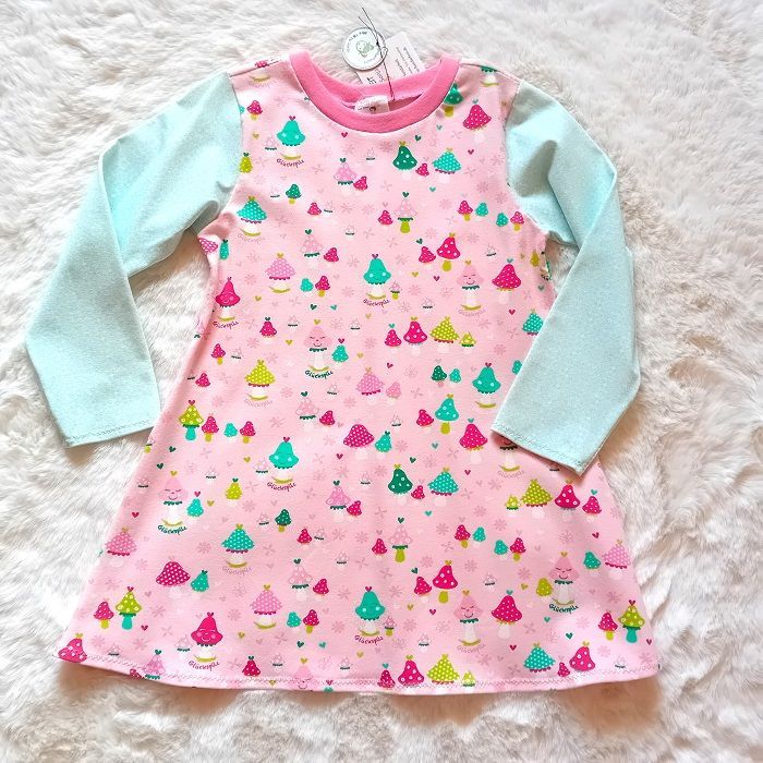 Kinderkleid langarm BUNTE PILZE in Gr. 104 Kinderkleid langarm BUNTE PILZE in Gr. 104