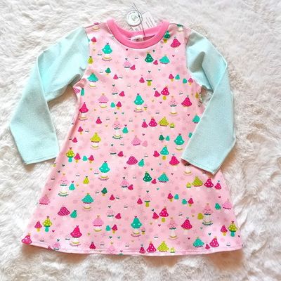 Kinderkleid langarm BUNTE PILZE in Gr. 104 Kinderkleid langarm BUNTE PILZE in Gr. 104