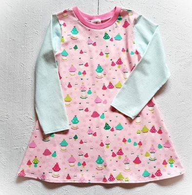 Kinderkleid langarm  BUNTE PILZE in Gr. 104
