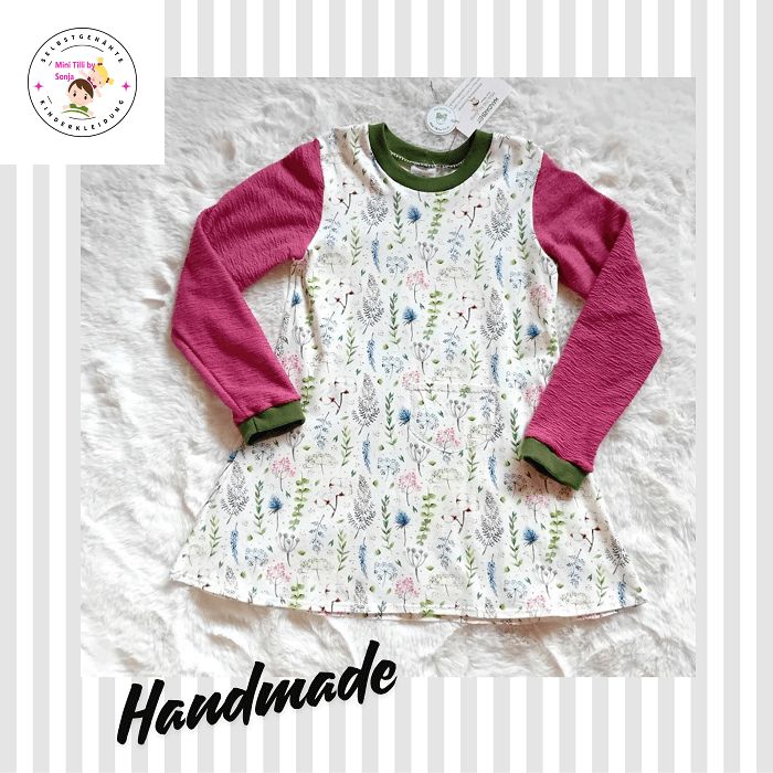 Kinderkleid langarm SOMMERBLUMEN in Gr. 116