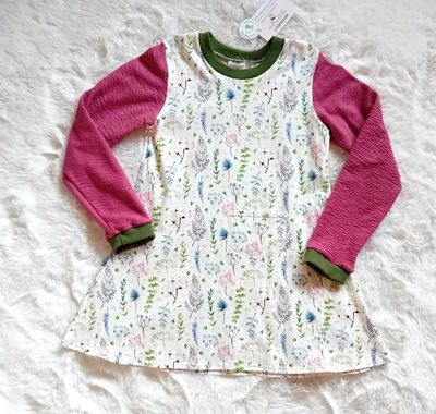 Kinderkleid langarm SOMMERBLUMEN in Gr. 116