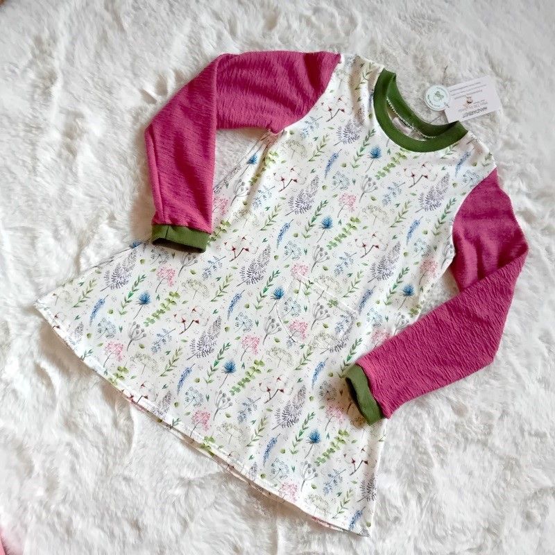 Kinderkleid langarm SOMMERBLUMEN in Gr. 116