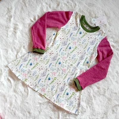 Kinderkleid langarm SOMMERBLUMEN in Gr. 116