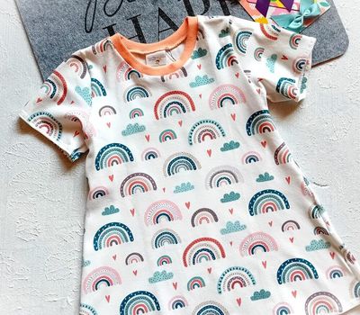 Kinderkleid Sommerkleid REGENBOGEN PASTELL in Gr. 92