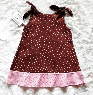 Tunikakleid Kinder PUNKTE BRAUN-ROSA  in Gr. 86/92