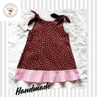 Tunikakleid Kinder PUNKTE BRAUN-ROSA  in Gr. 86/92