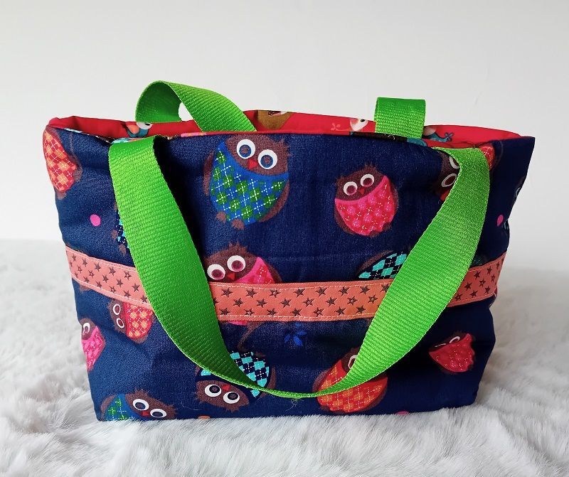 Kindertasche handmade | Eulen blau rot