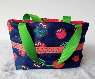 Kindertasche handmade | Eulen blau rot