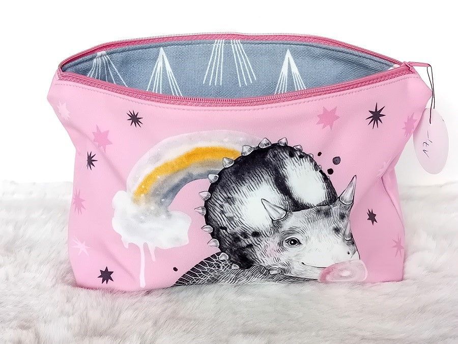 Kosmetiktasche handmade | Dinosaurier rosa