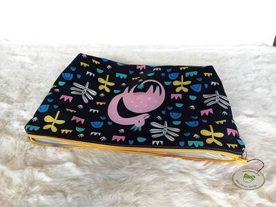 Kosmetiktasche handmade | Dinosaurier schwarz rosa