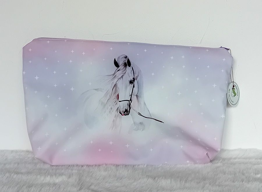 Kosmetiktasche handmade | Pferd rosa weiss