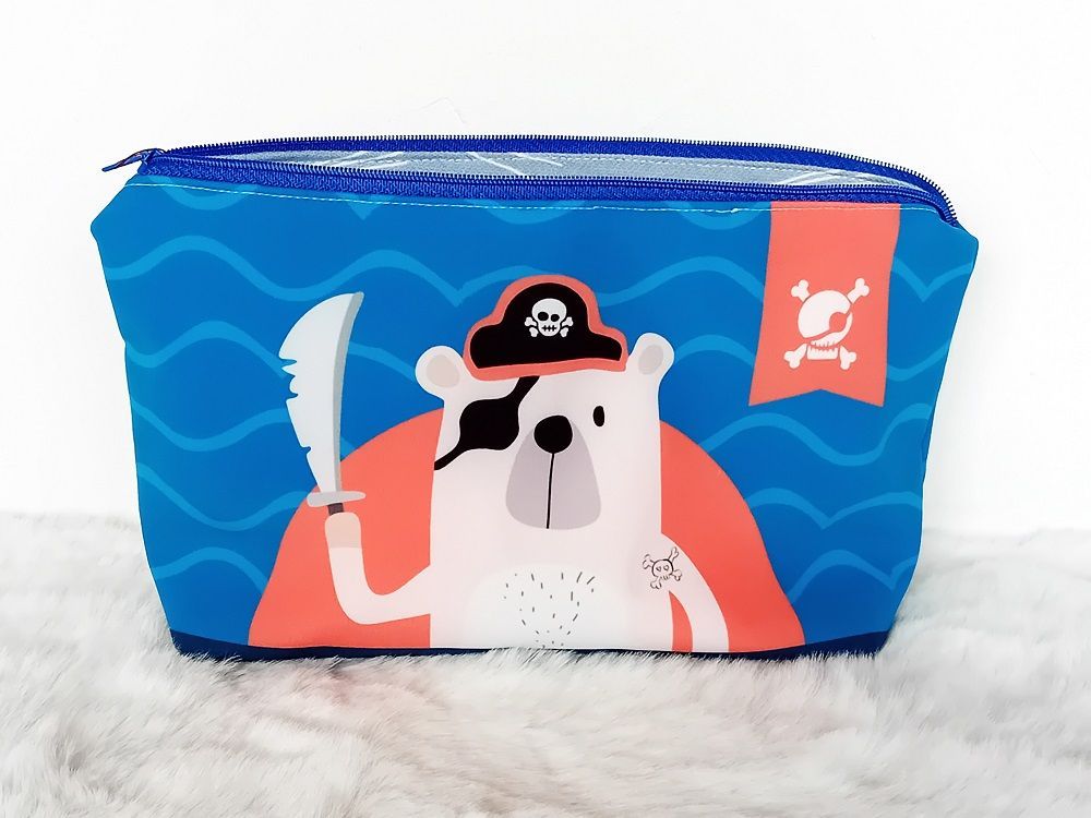 Kosmetiktasche handmade | Pirat blau orange
