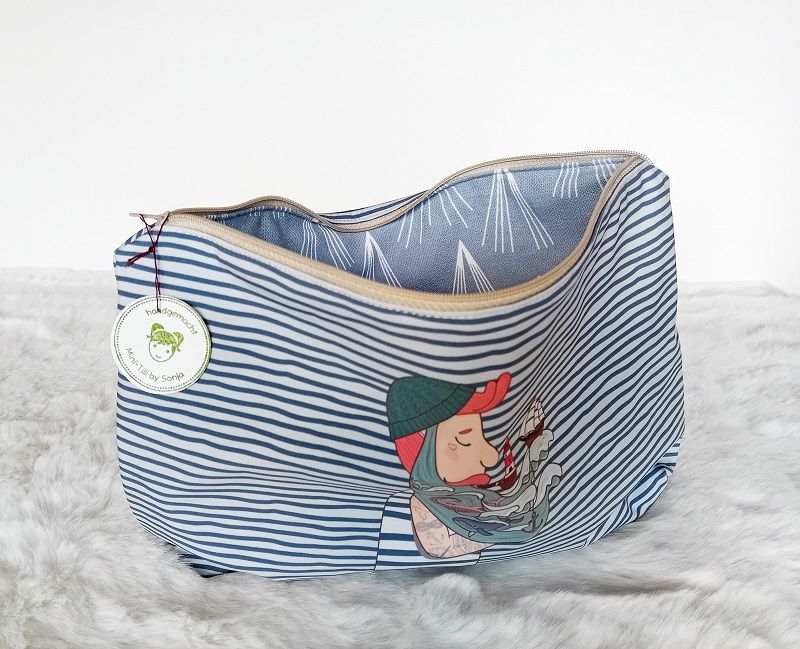 Kosmetiktasche handmade | Seemann weiss blau