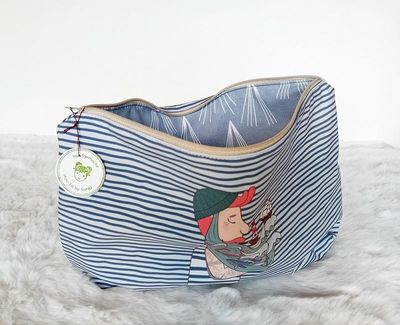 Kosmetiktasche handmade | Seemann weiss blau