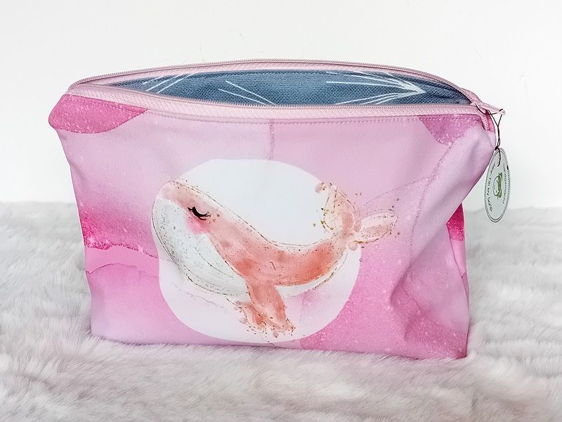 Kosmetiktasche handmade | Wale rosa weiss