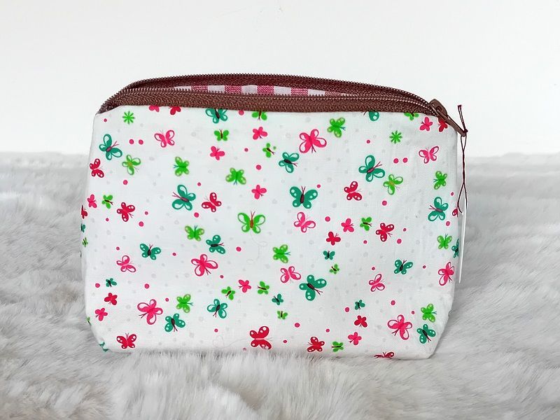 Kosmetiktasche handmade | Schmetterlinge weiss