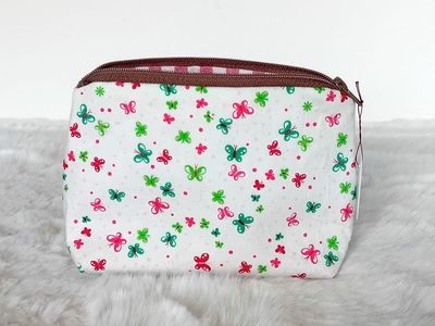 Kosmetiktasche handmade | Schmetterlinge weiss
