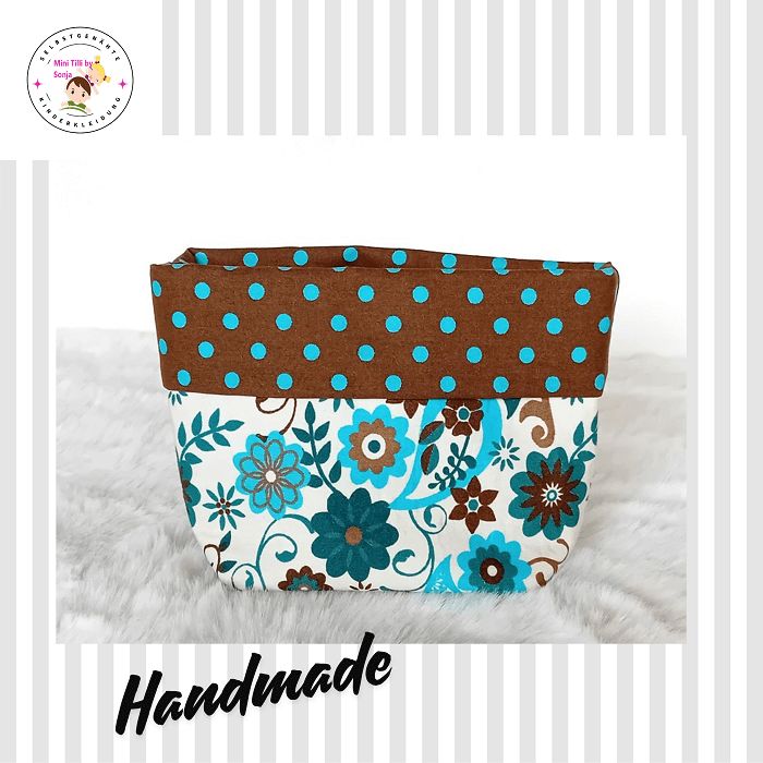 Utensilo Stoffkorb handmade | Blumen mint braun Utensilo Stoffkorb handmade | Blumen mint braun