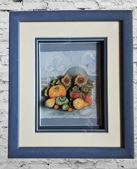 Wandbild 3-D-Technik im Holzrahmen handmade / Sonnenblumen