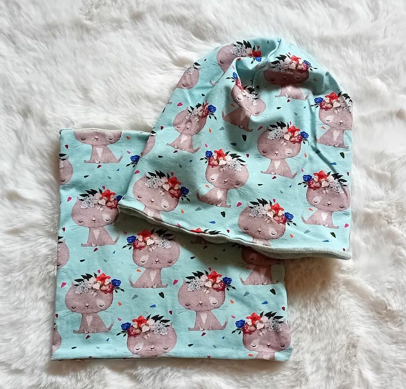 Kinder Set Beanie|Loop BLUMENKATZE / 1-3,5 Jahre