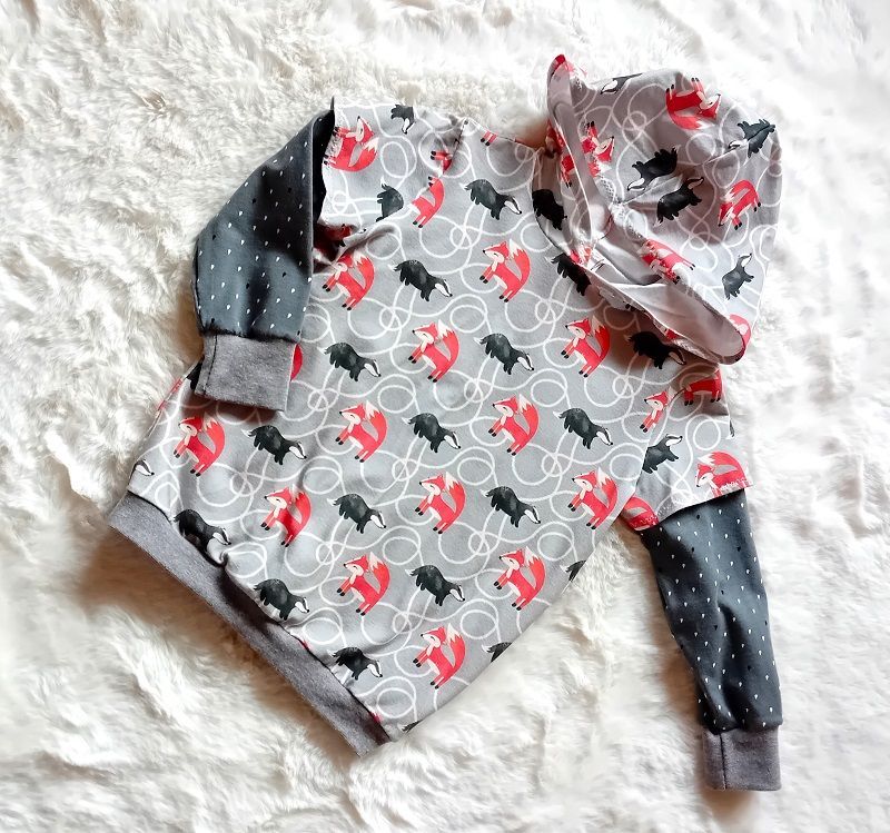 Kapuzenpullover Jungen FUCHS mit DACHS in Gr. 98/104