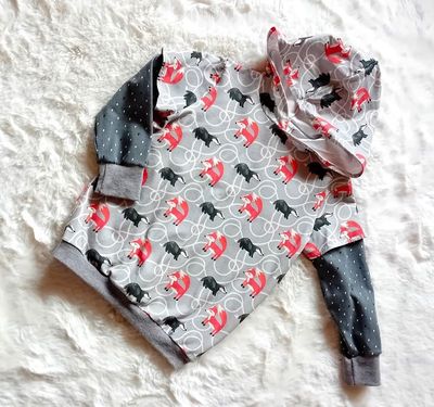 Kapuzenpullover Jungen FUCHS mit DACHS in Gr. 98/104