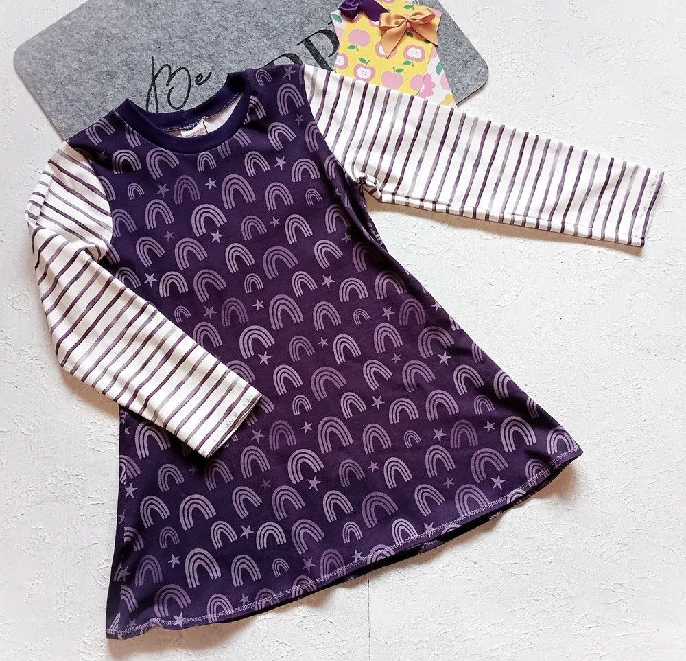 Kinderkleid langarm REGENBOGEN in Gr. 116