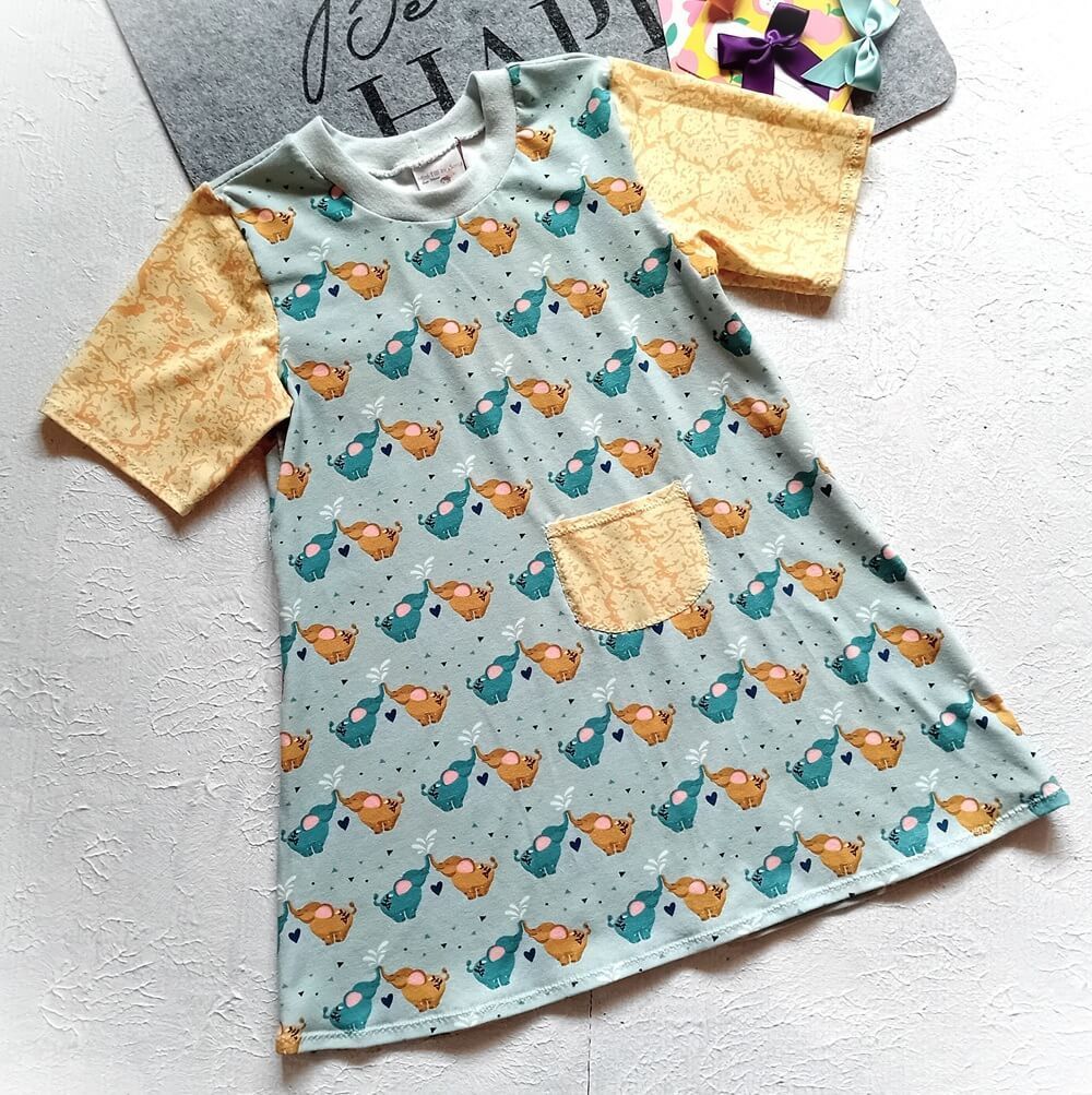 Kinderkleid Sommerkleid ELEFANTENLIEBE in Gr. 98 Kinderkleid Sommerkleid ELEFANTENLIEBE in Gr. 98