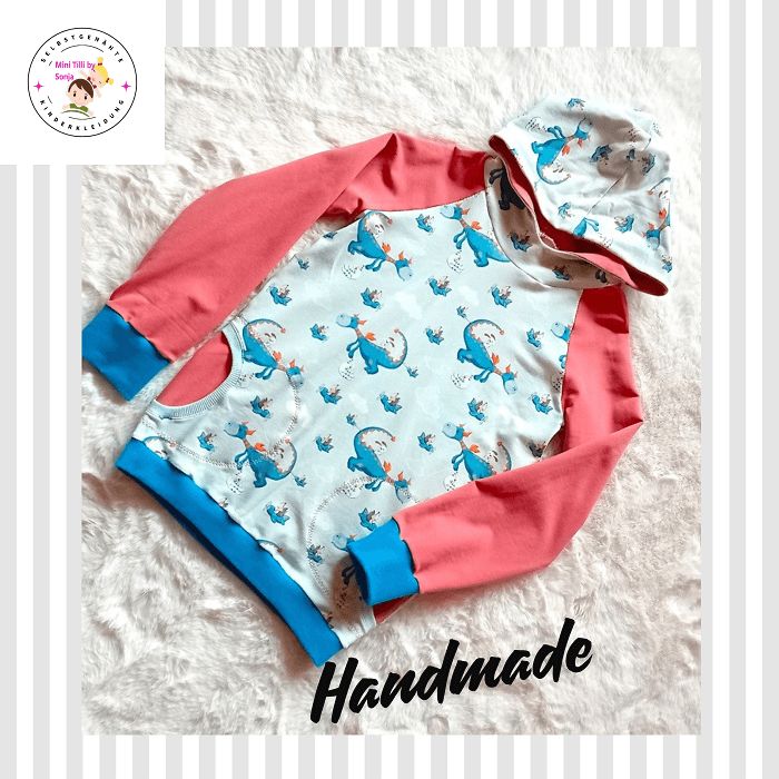 Kapuzenpullover Kinder Hoodie DRACHENAUSFLUG in Gr. 134