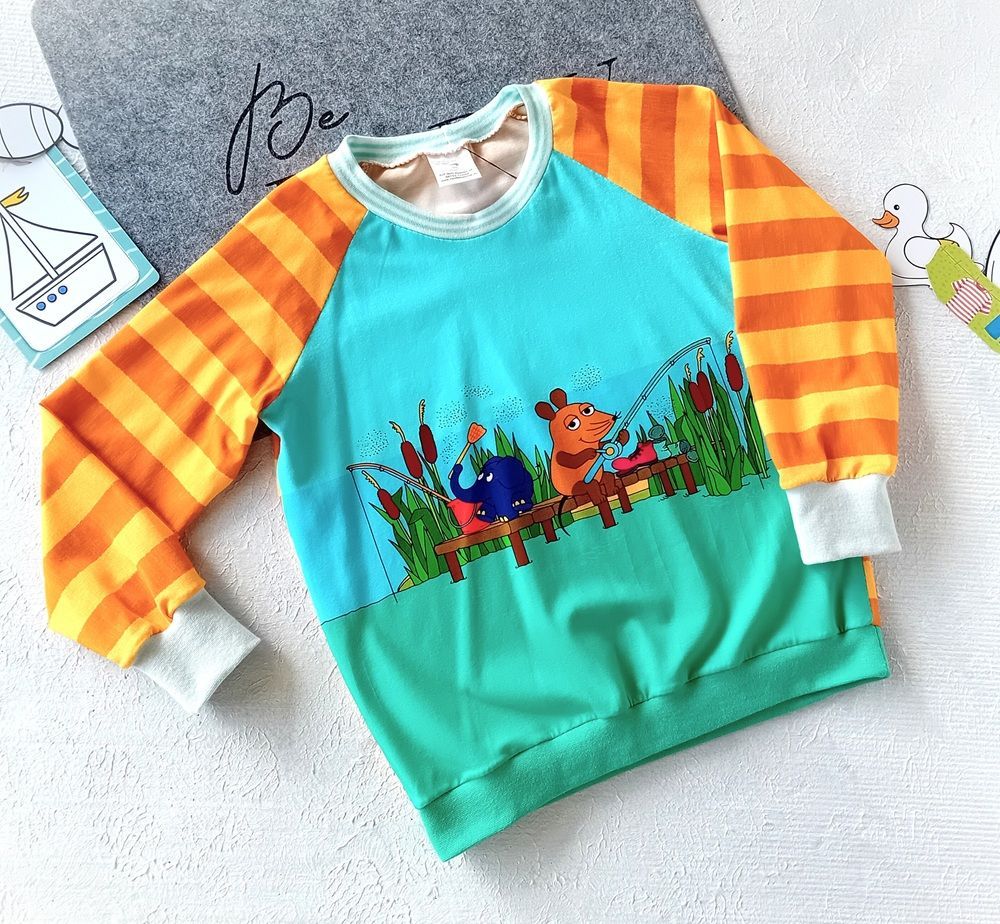 Langarmshirt Kinder MAUS Angeltag in Gr. 116 Langarmshirt Kinder MAUS Angeltag in Gr. 116
