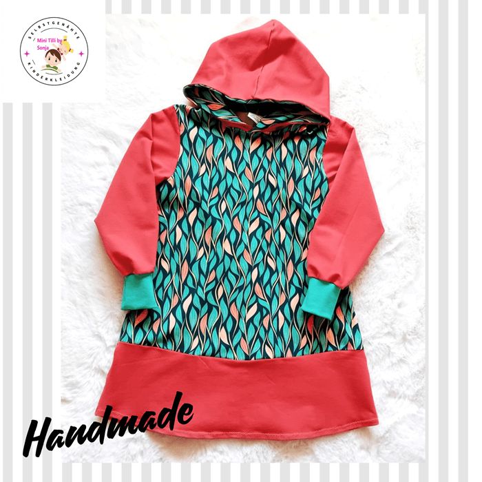 Kapuzenkleid Kinder langarm BLATTRANKEN in Gr. 122