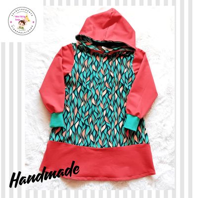 Kapuzenkleid Kinder langarm BLATTRANKEN in Gr. 122