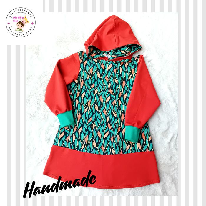 Kapuzenkleid Kinder langarm BLATTRANKEN in Gr. 122 Kapuzenkleid Kinder langarm BLATTRANKEN in Gr. 122