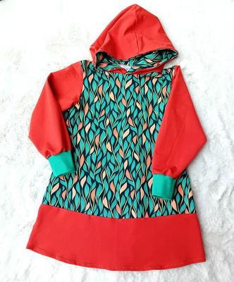 Kapuzenkleid Kinder langarm BLATTRANKEN in Gr. 122