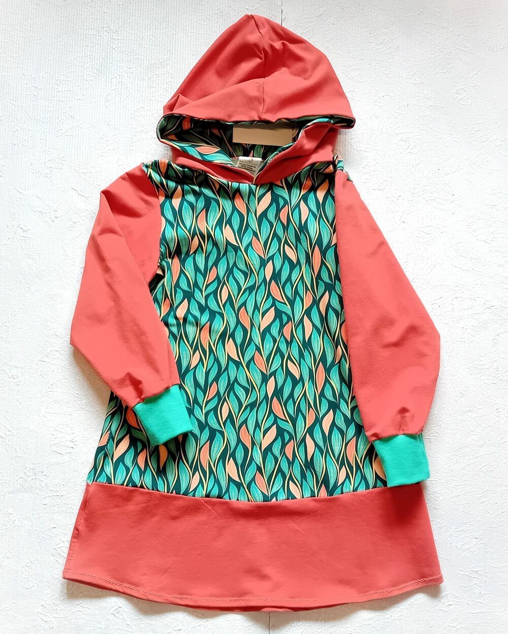Kapuzenkleid Kinder langarm BLATTRANKEN in Gr. 122