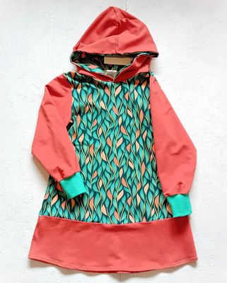 Kapuzenkleid Kinder langarm BLATTRANKEN in Gr. 122