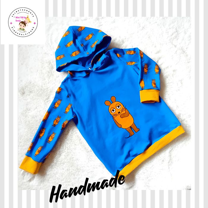 Kapuzenpullover Hoodie DIE MAUS blau in Gr. 110/116
