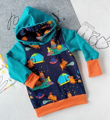 Kapuzenpullover Kinder Hoodie MAUS CAMPINGZEIT in Gr. 80