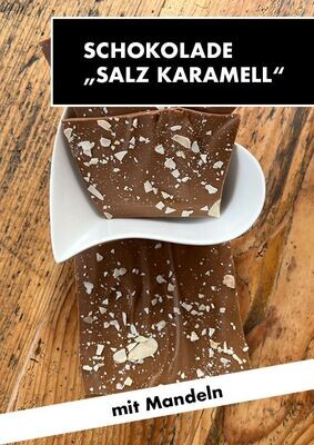 Bruchschokolade "Salz-Karamell mit Mandeln" fairtrade und handgefertigt