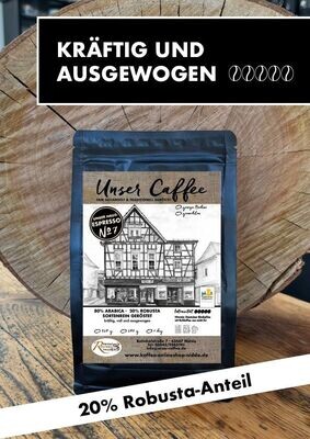 No7 Haus-Espresso Blend
Unser Caffee · 80% Arabica · 20% Robusta