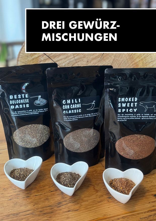 Drei Gewuerzmischungen im Set