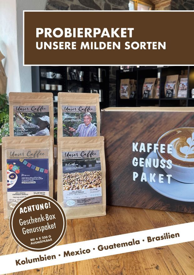 Probierpaket "Kaffee mild" · 4 Sorten · 100% Arabica