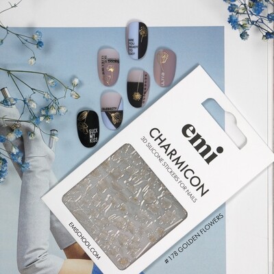 Charmicon 3D Silicone Stickers #178 Golden Flowers