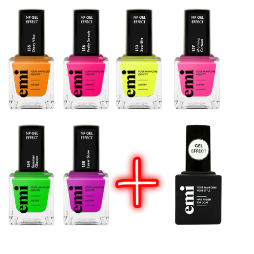 NP Collection Juicy Neon + Ultra Strong Top Coat 9ml FREE
