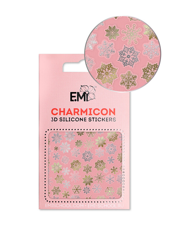 Charmicon 3D Silicone Stickers #151 Snowflakes Gold/Silver