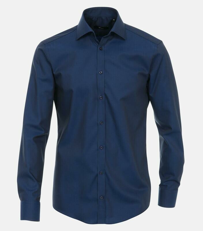 Strijkvrij overhemd donkerblauw