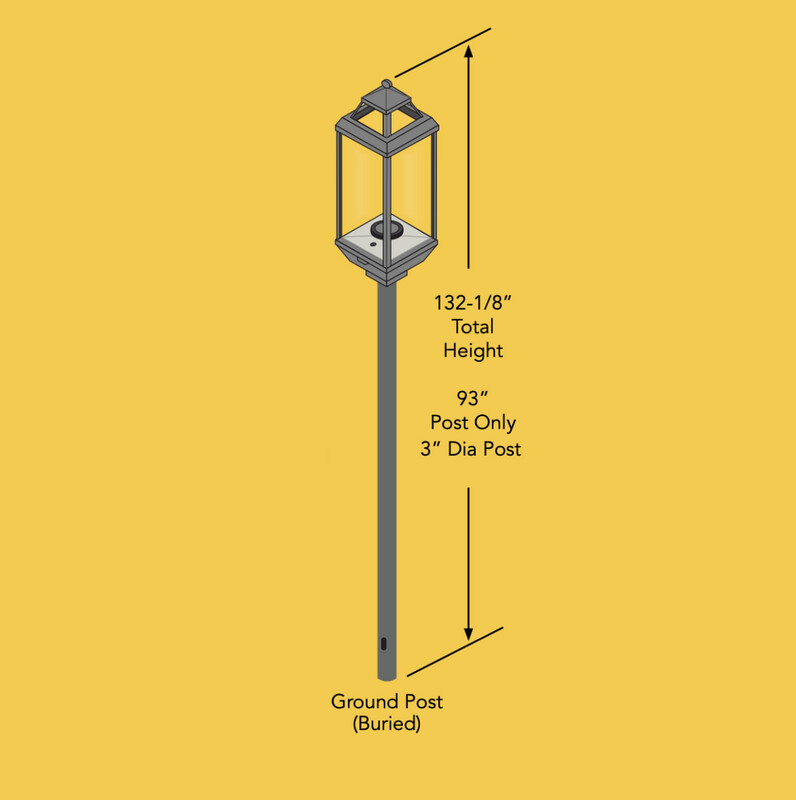 In Ground, Black Post Mount for Tempest Torch™ and Tempest Lantern™ Head Assembly