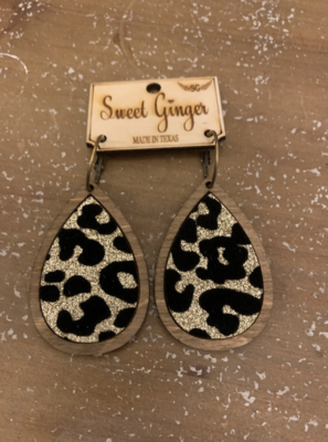 Gold and Black Leopard Earrings