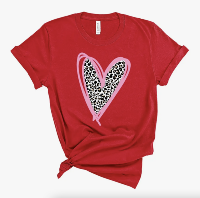 Red Leopard Heart T-Shirt