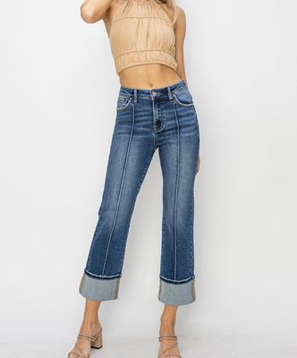 Lola High Rise Straight Cuffed Jeans by Risen